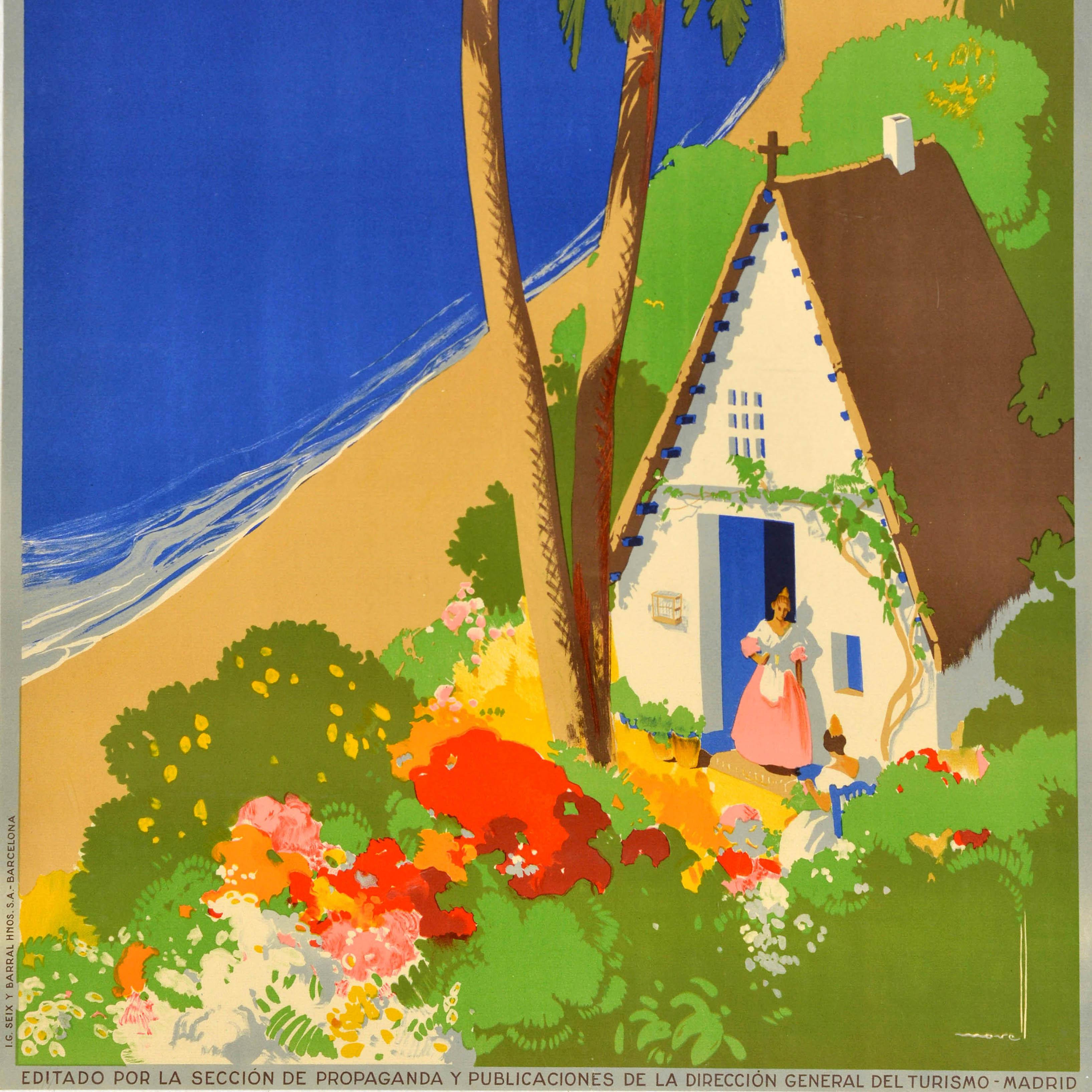 Poster di viaggio originale d'epoca Playas De Levante Spagna Josep Morell Espana In condizioni buone in vendita a London, GB