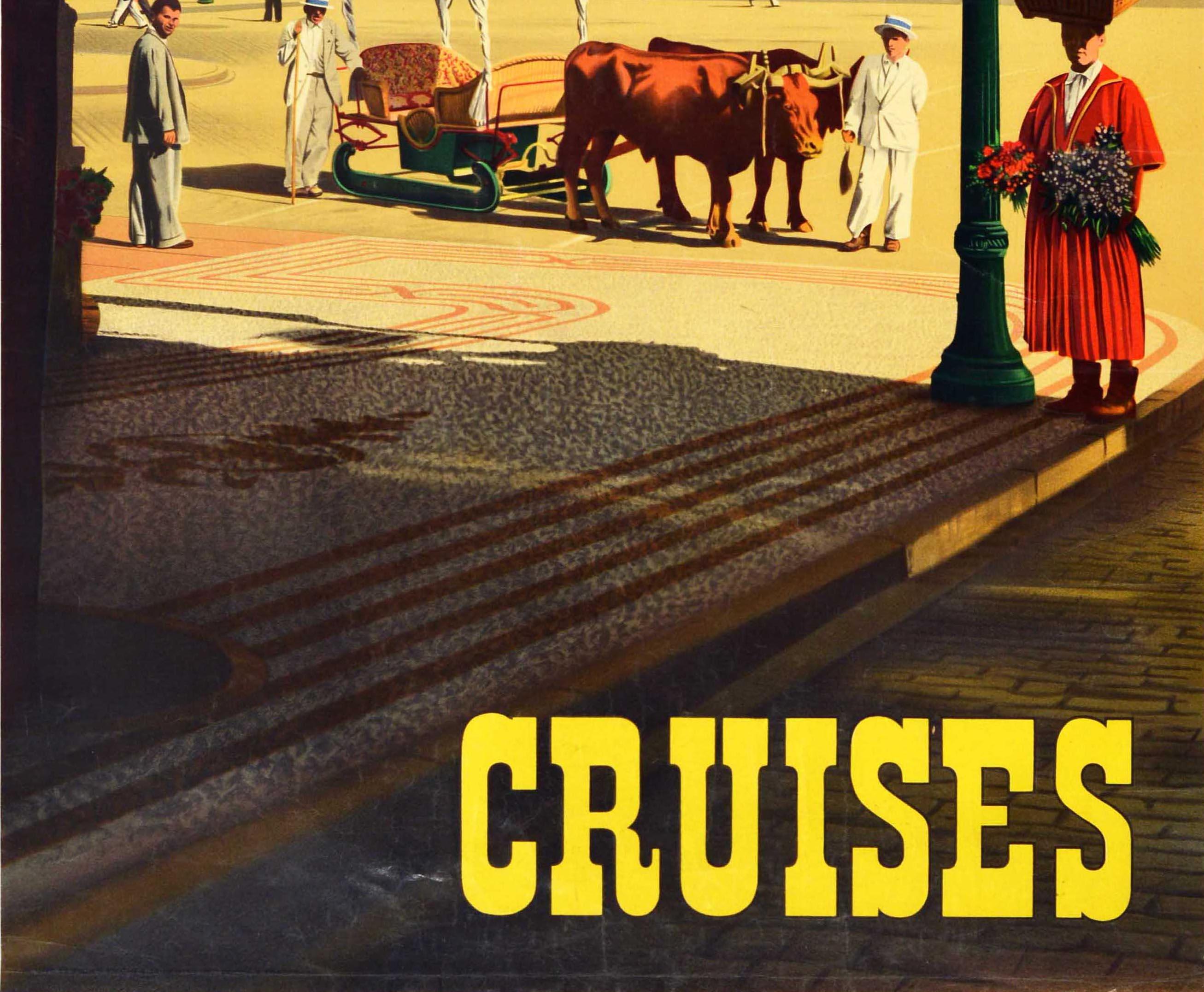 Affiche de voyage vintage d'origine P&amp;O Cruises, Tourisme en ligne d'océan, Expédition britannique Bon état - En vente à London, GB