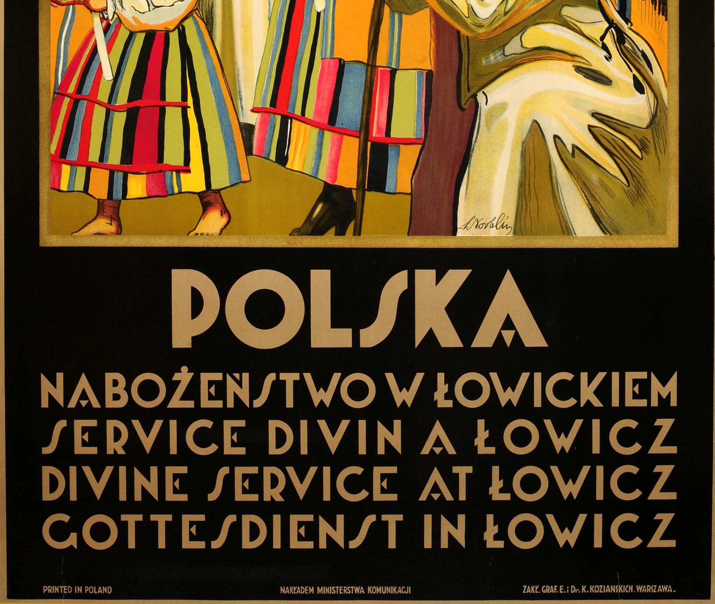 Polonais Affiche rétro originale de voyage Pologne Polska Divine Service At Lowicz Procession en vente