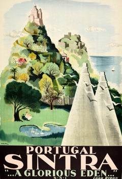 Original Vintage Travel Poster Portugal Sintra Glorious Eden Pena Palace Moors