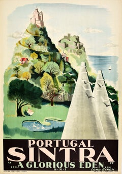 Original Vintage Travel Poster Portugal Sintra Glorious Eden Pena Palace Moors
