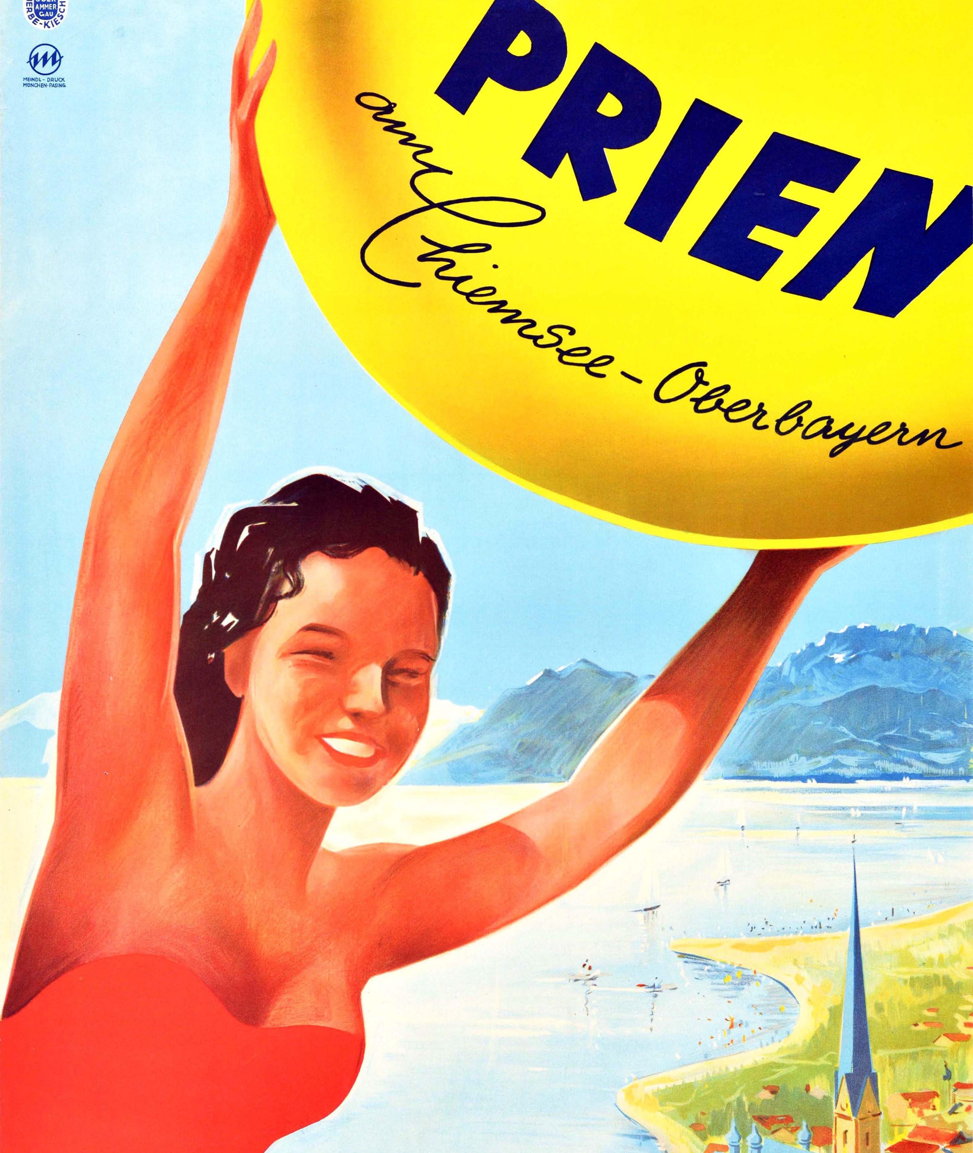 Original Vintage Travel Poster Prien Am Chiemsee Lake Health Spa Bavaria Germany In Good Condition In London, GB