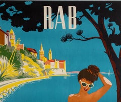 Original Vintage Travel Poster Rab Jugoslavija Yugoslavia Croatia Adriatic Sea