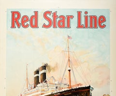 Poster di viaggio originale d'epoca Red Star Line Pennland Ocean Liner Cruise Ship