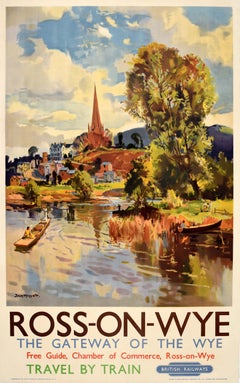 Original Vintage Travel Poster Ross On Wye Gateway British Railways J Merriott