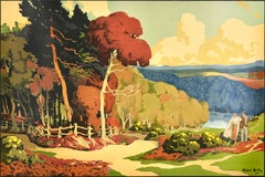 Poster di viaggio originale d'epoca Città reale di Sutton Coldfield Sutton Park Regno Unito Arte