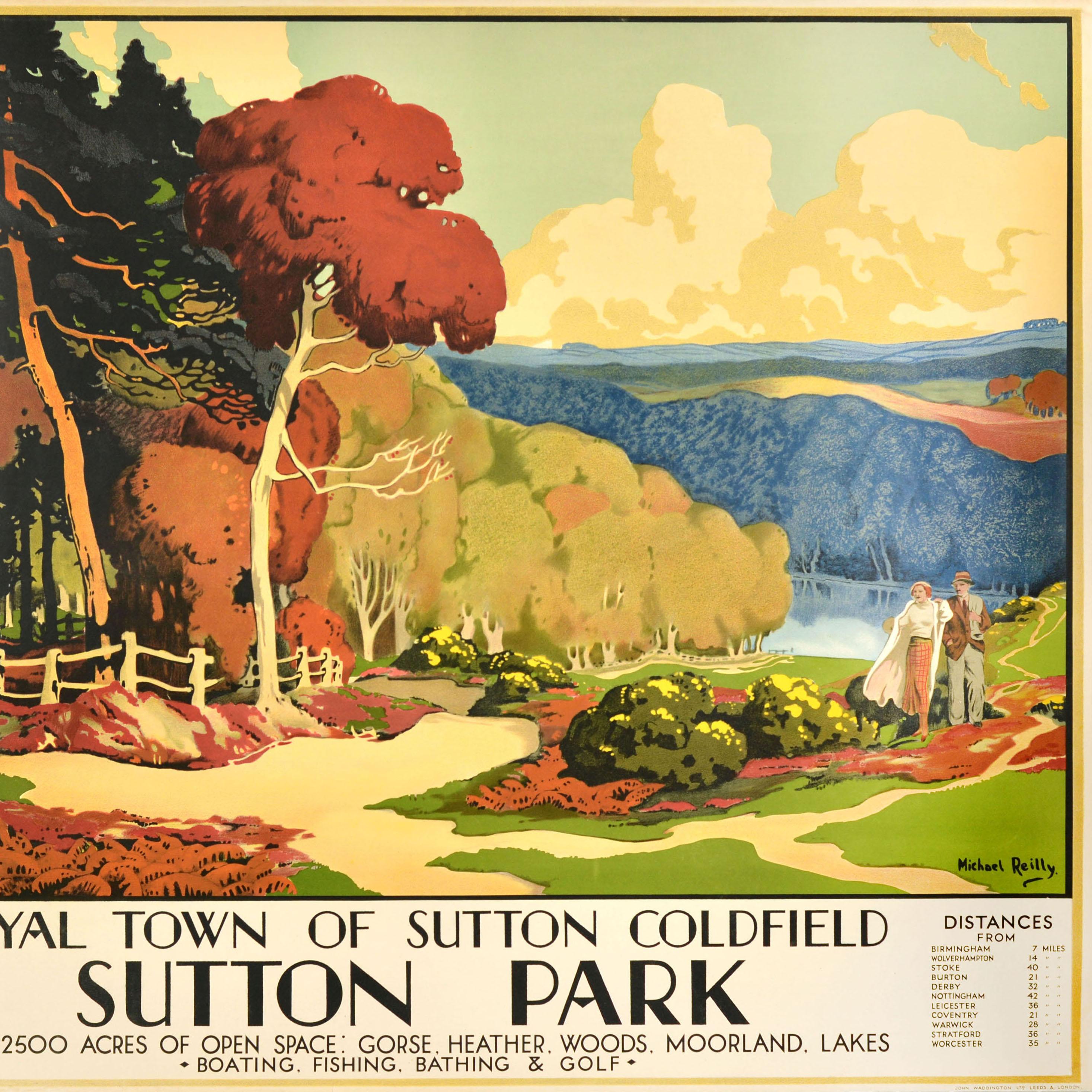 Original Vintage Travel Poster Royal Town Of Sutton Coldfield Sutton Park UK Art In Good Condition For Sale In London, GB