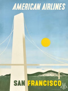Original Vintage-Reiseplakat San Francisco American Airlines McKnight Kauffer, McKnight Kauffer