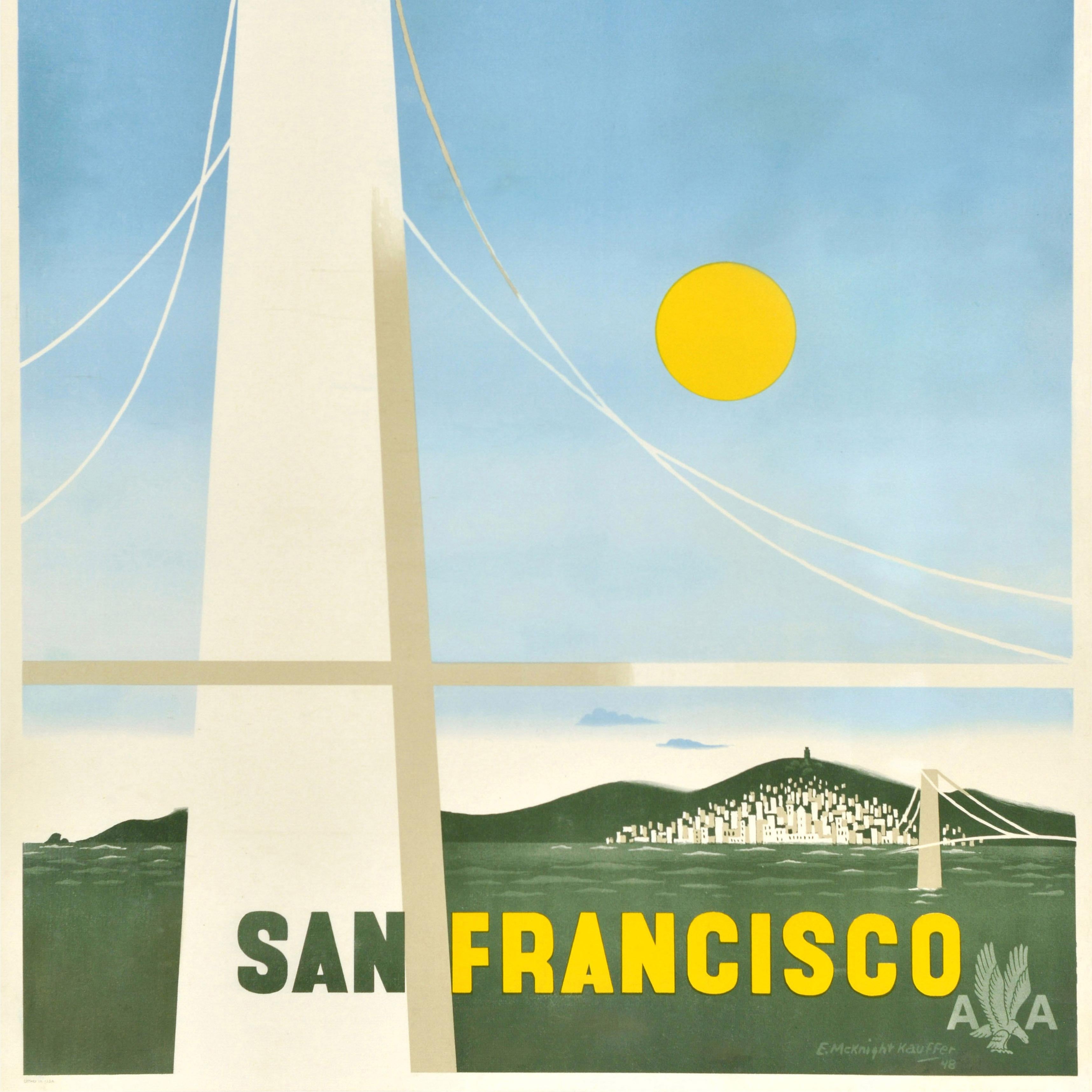 Póster de viaje vintage original San Francisco American Airlines McKnight Kauffer en Bueno estado para la venta en London, GB