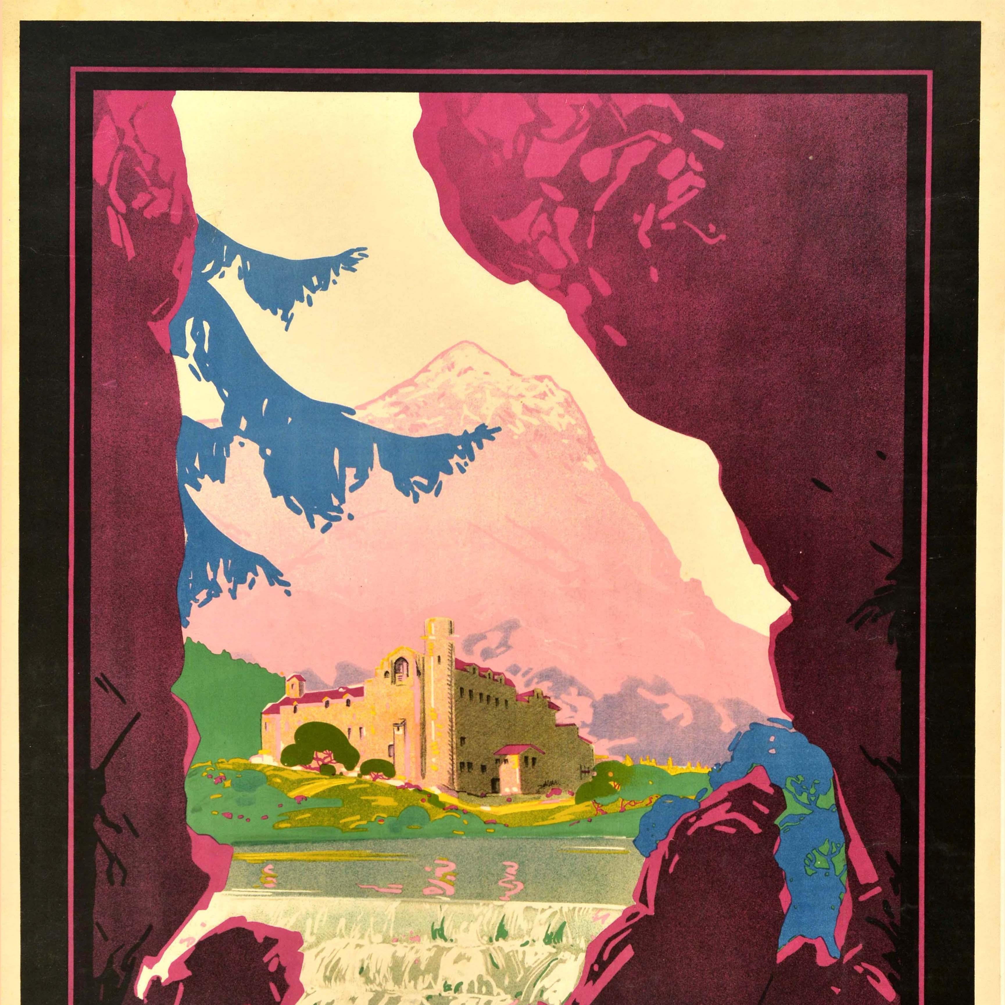 Spagnolo Poster di viaggio originale d'epoca Santa Fe Del Montseny Spagna Josep Morell Espana in vendita