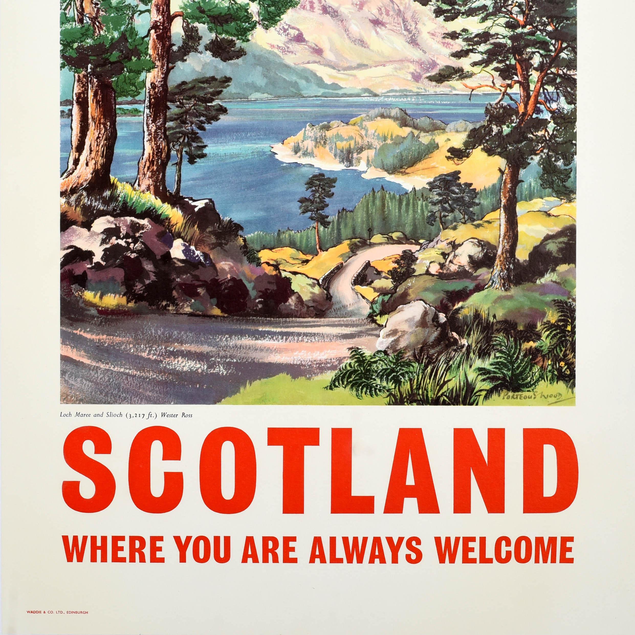 Poster di viaggio originale d'epoca in Scozia Loch Maree Slioch Porteous Wood Highland In condizioni buone in vendita a London, GB