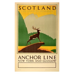 Original Vintage Travel Poster Scotland The Land Of Romance Anchor Line Shipping