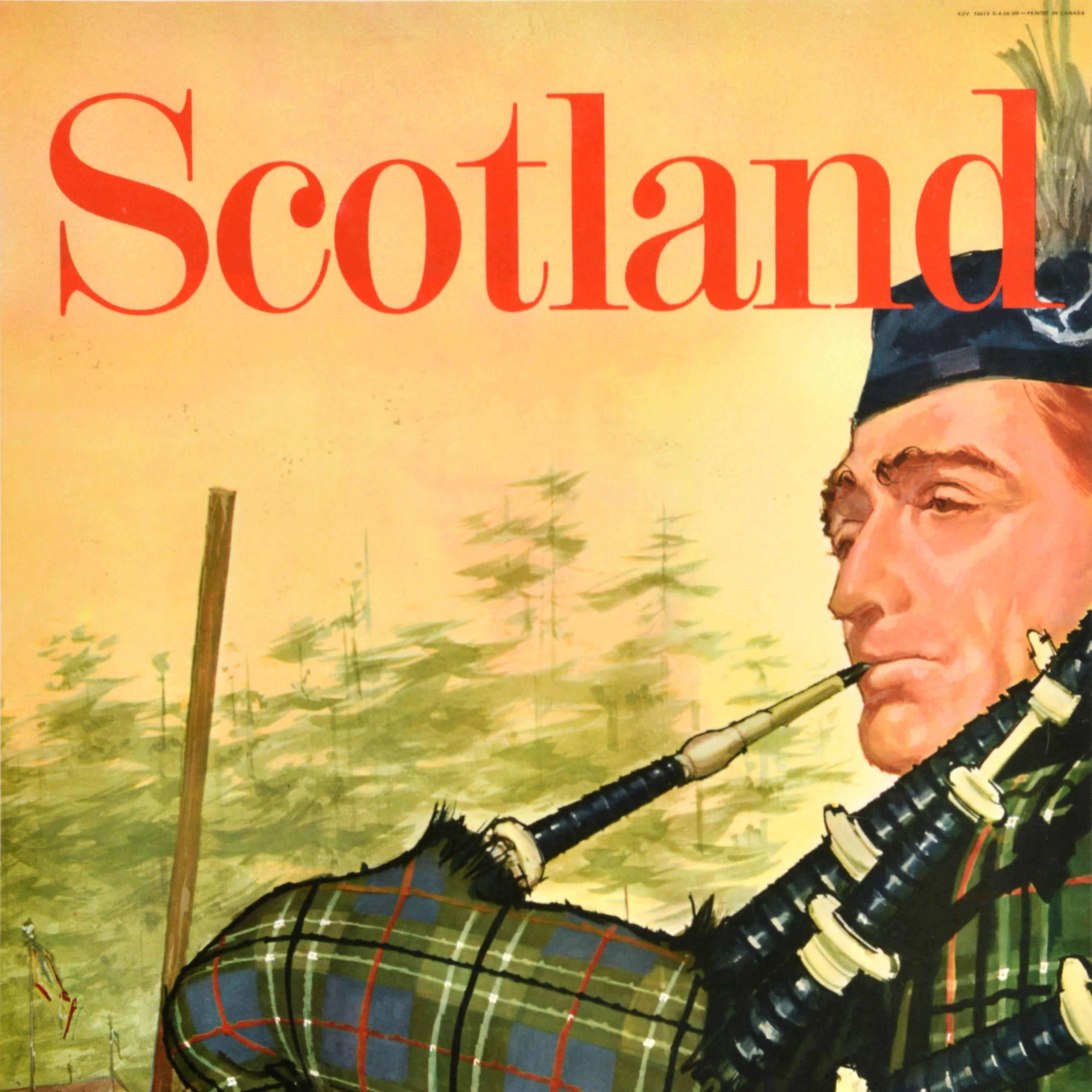 Original Vintage Travel Poster Schottland Trans Canada Airlines TCA Dudelsack (Kanadisch) im Angebot