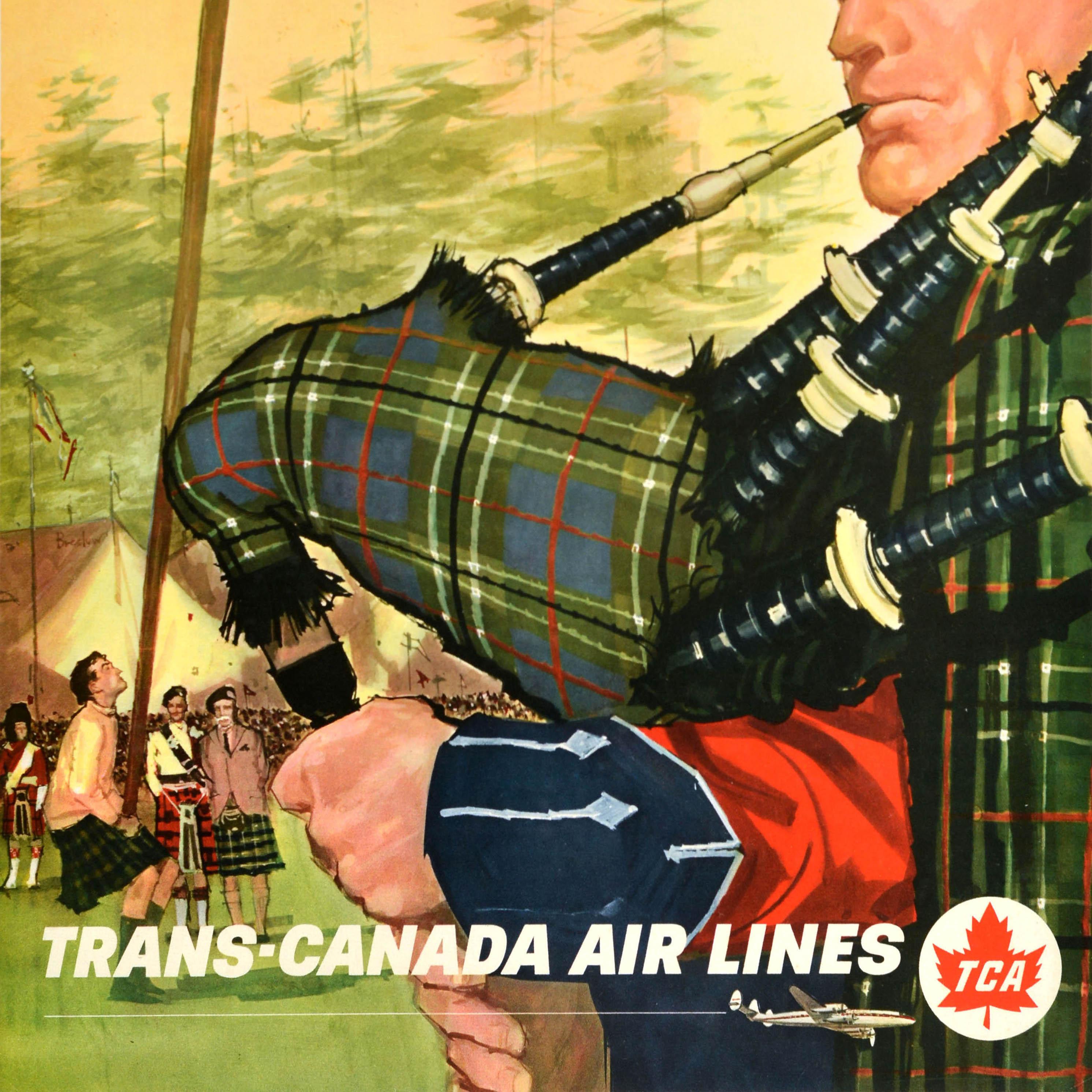 Original Vintage Travel Poster Schottland Trans Canada Airlines TCA Dudelsack im Zustand „Gut“ im Angebot in London, GB