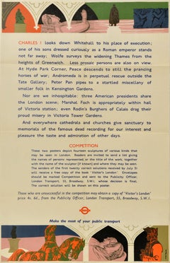 Original Vintage Travel Poster Sculptures Of London Transport George Chapman