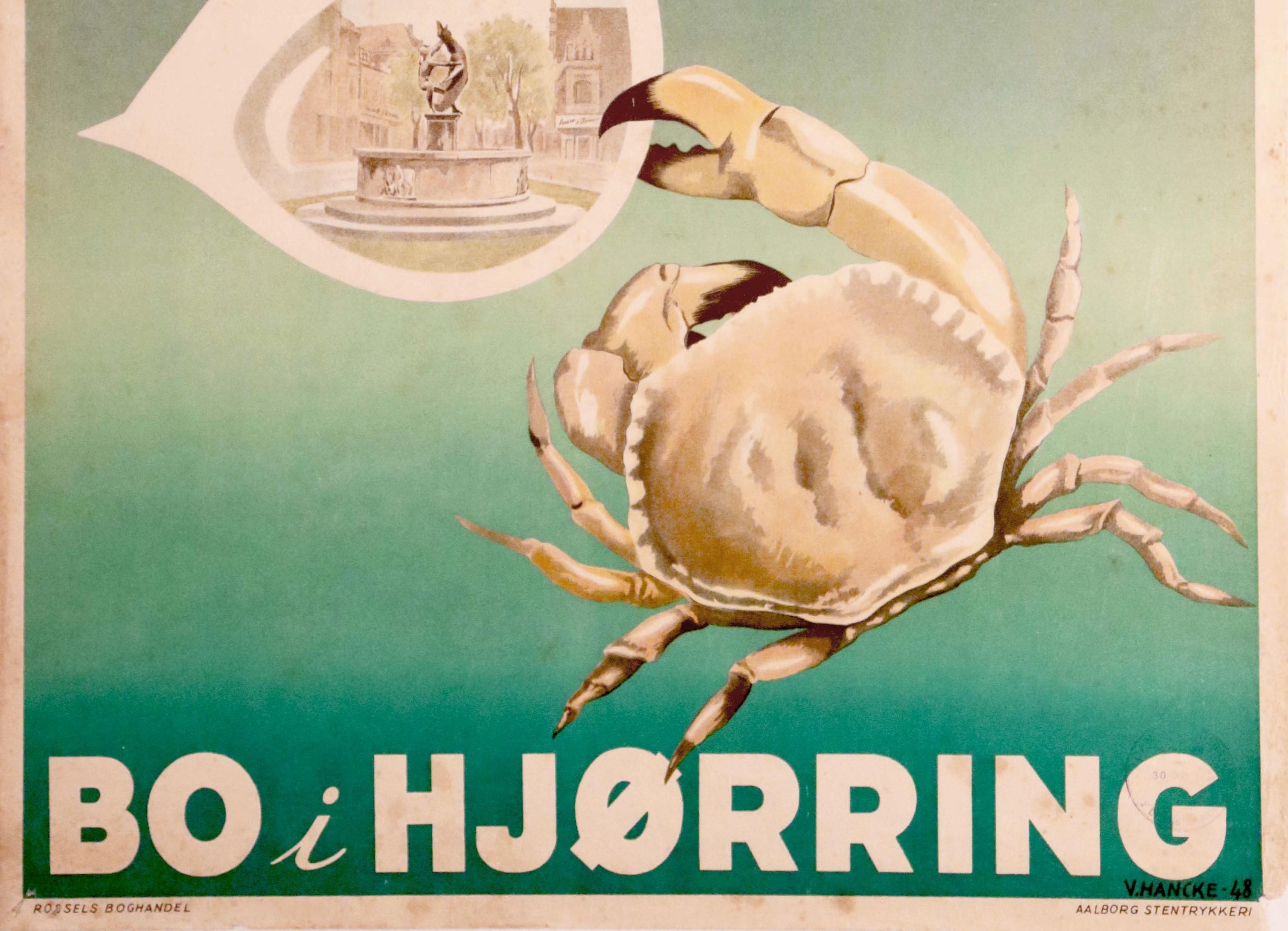 Danish Original Vintage Travel Poster Seaside Vacation Ferie Ved Havet Bo I Hjorring
