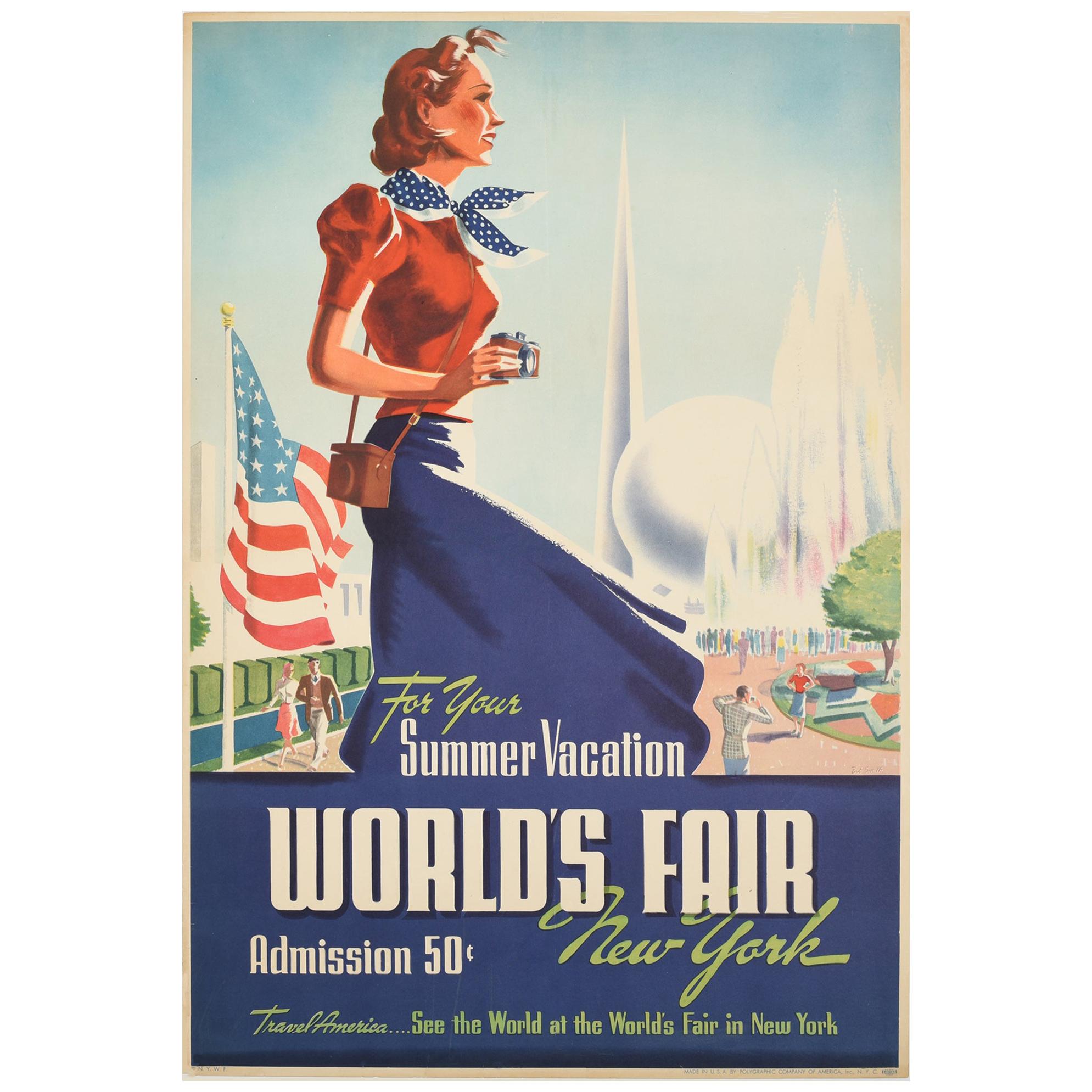 Original Vintage Travel Poster See The World's Fair New York Summer Vacation