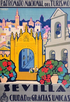 Original Vintage Travel Poster Seville City Of Unique Charms Andalusia Spain