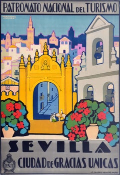 Original Vintage Travel Poster Seville City Of Unique Charms Andalusia Spain