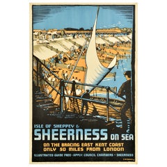 Original-Vintage-Reiseplakat „ Sheerness On Sea Isle Of Sheppey Kent“, Eisenbahn