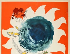 Original Vintage Travel Poster Sicilia Sicily Sun Earth Light Sky Fishing Boats