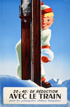 Original Vintage Travel Poster Ski France Winter Sport Railway Roland Hugon