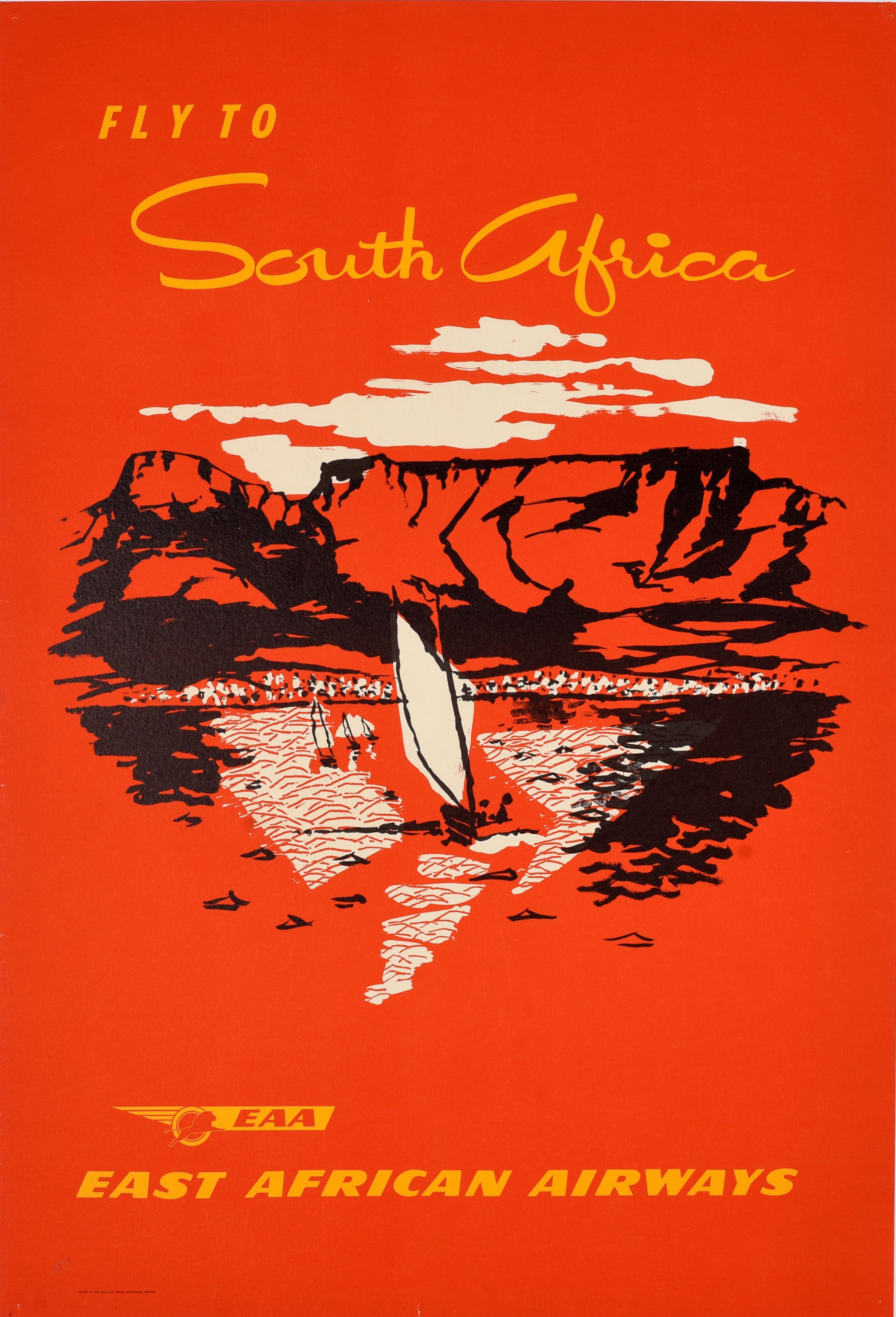 Original Vintage Travel Poster South Africa Cape Town East African Airways