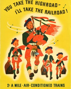 Original Vintage Travel Poster Southern Pacific Scotsman USA Railroad Highroad