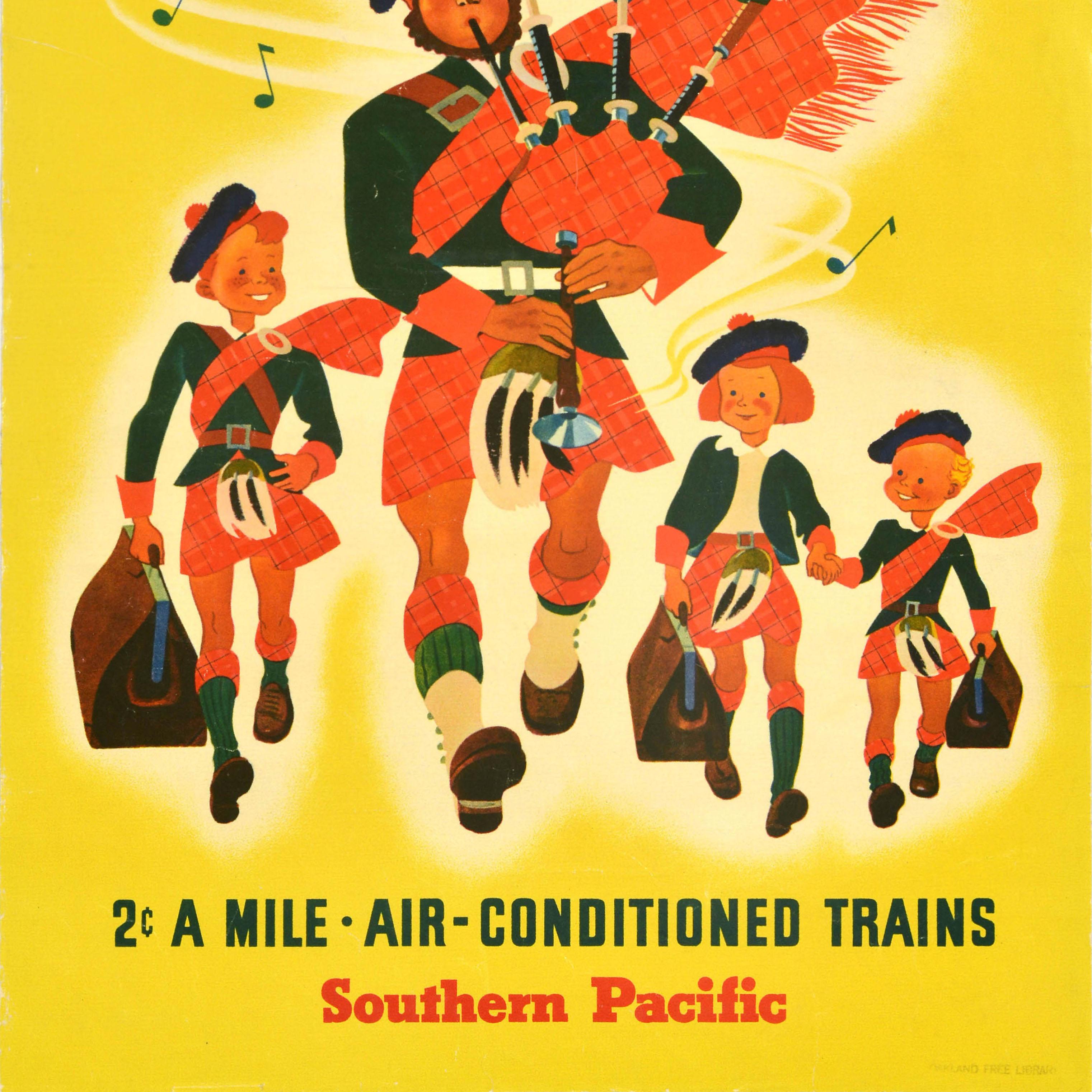 Affiche rétro originale de voyage Scotsman du Sud du Pacifique, États-Unis, Chemin de fer Bon état - En vente à London, GB