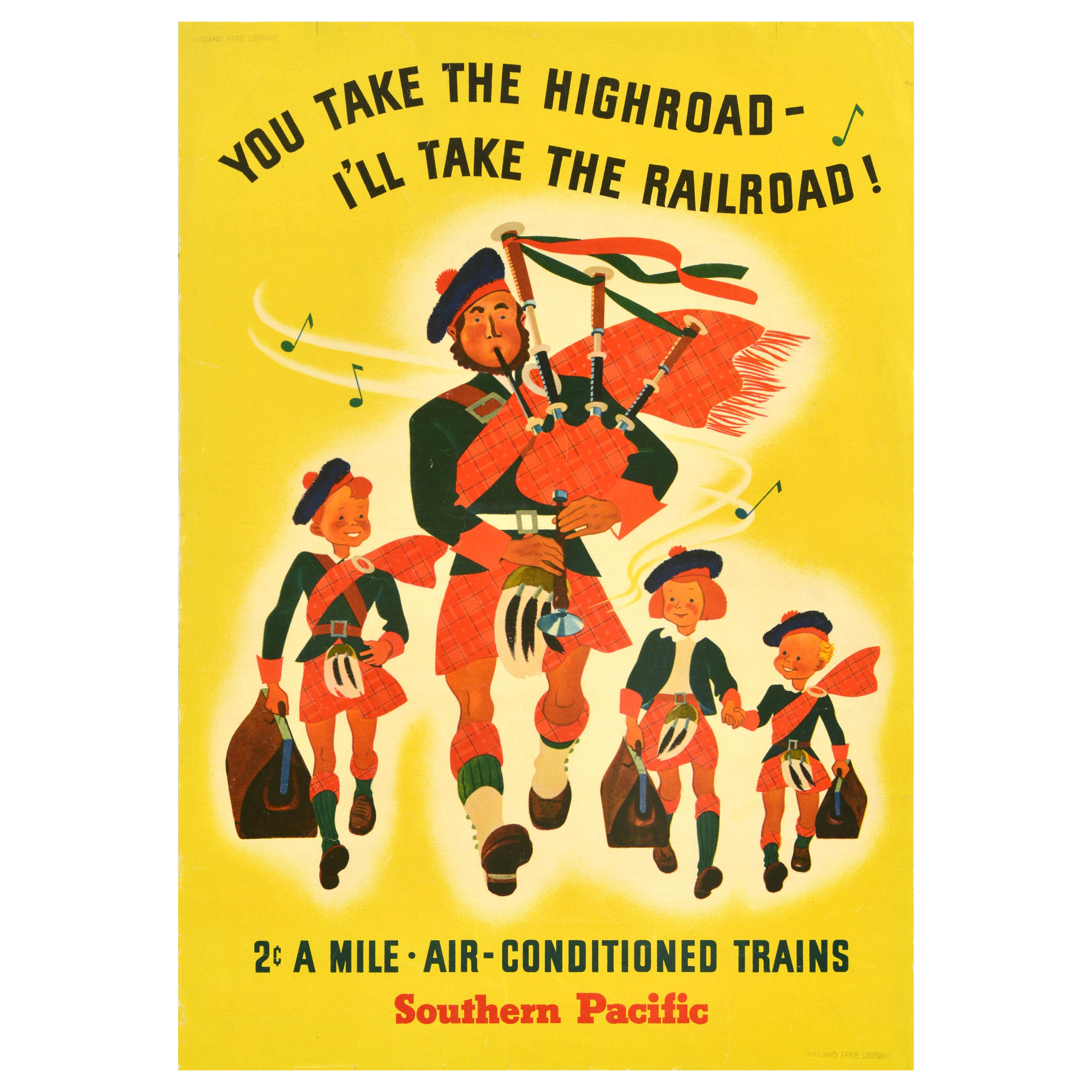 Original Vintage Travel Poster Southern Pacific Scotsman USA Railroad Highroad