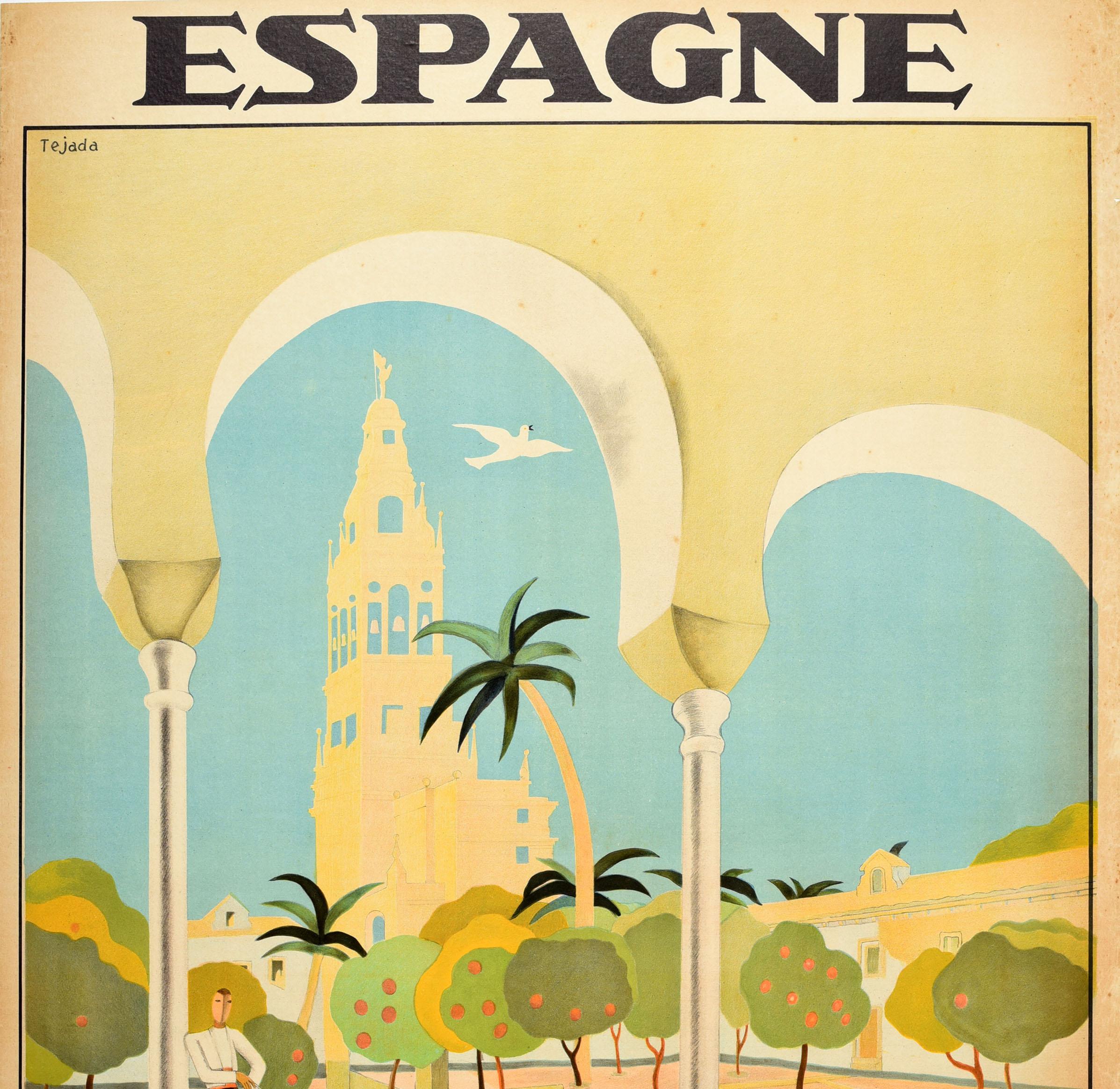 Spanish Original Vintage Travel Poster Spain Art Deco Espagne Cordoba Mosque Cathedral For Sale