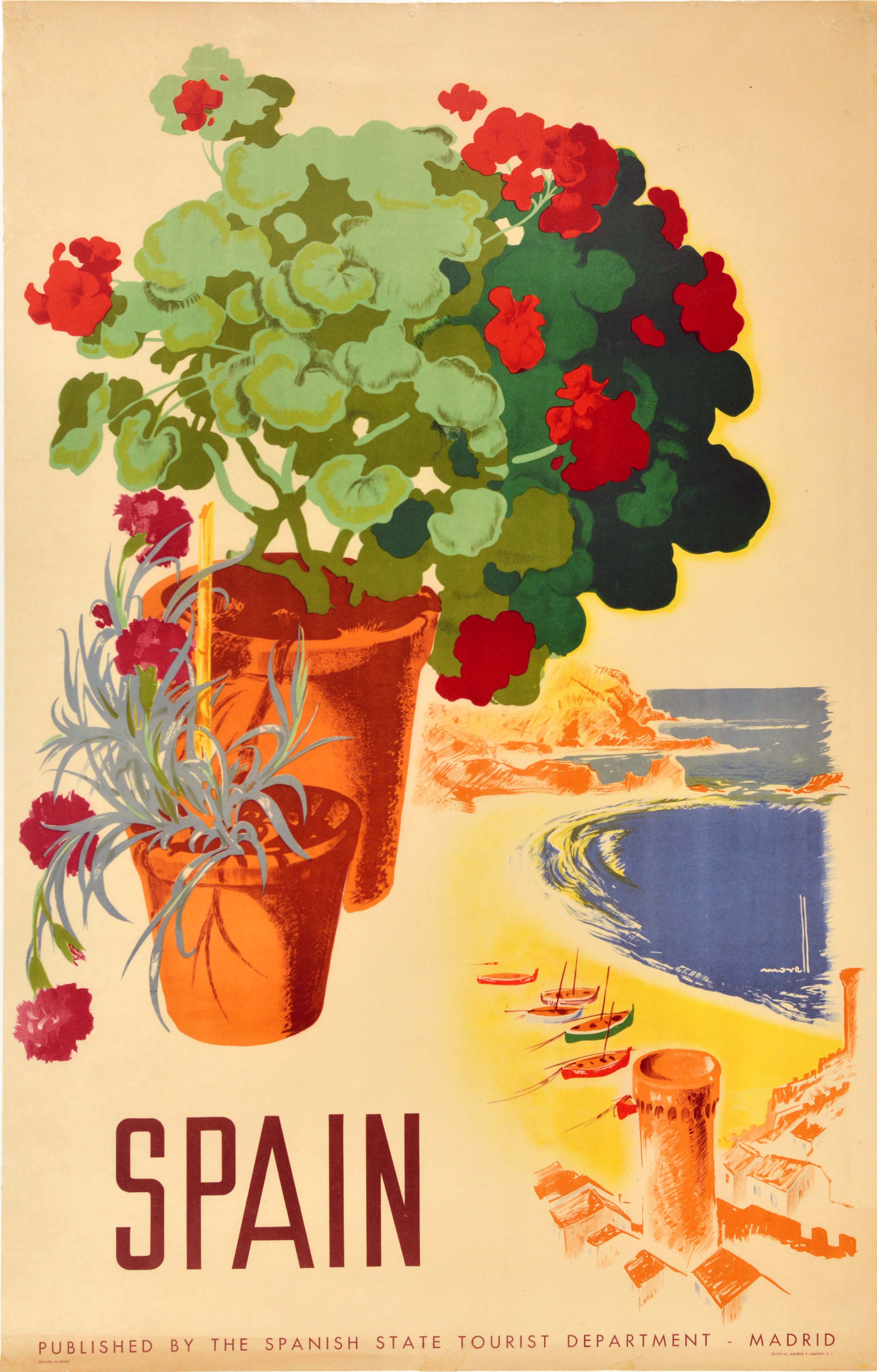 Original Vintage Travel Poster Spain Mediterranean Coast Josep Morell Espagne