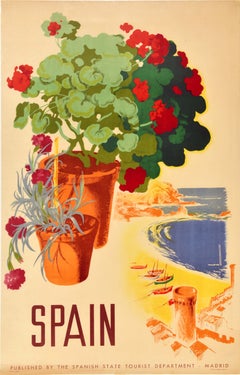 Original Vintage Travel Poster Spanien Mittelmeerküste Josep Morell Espagne