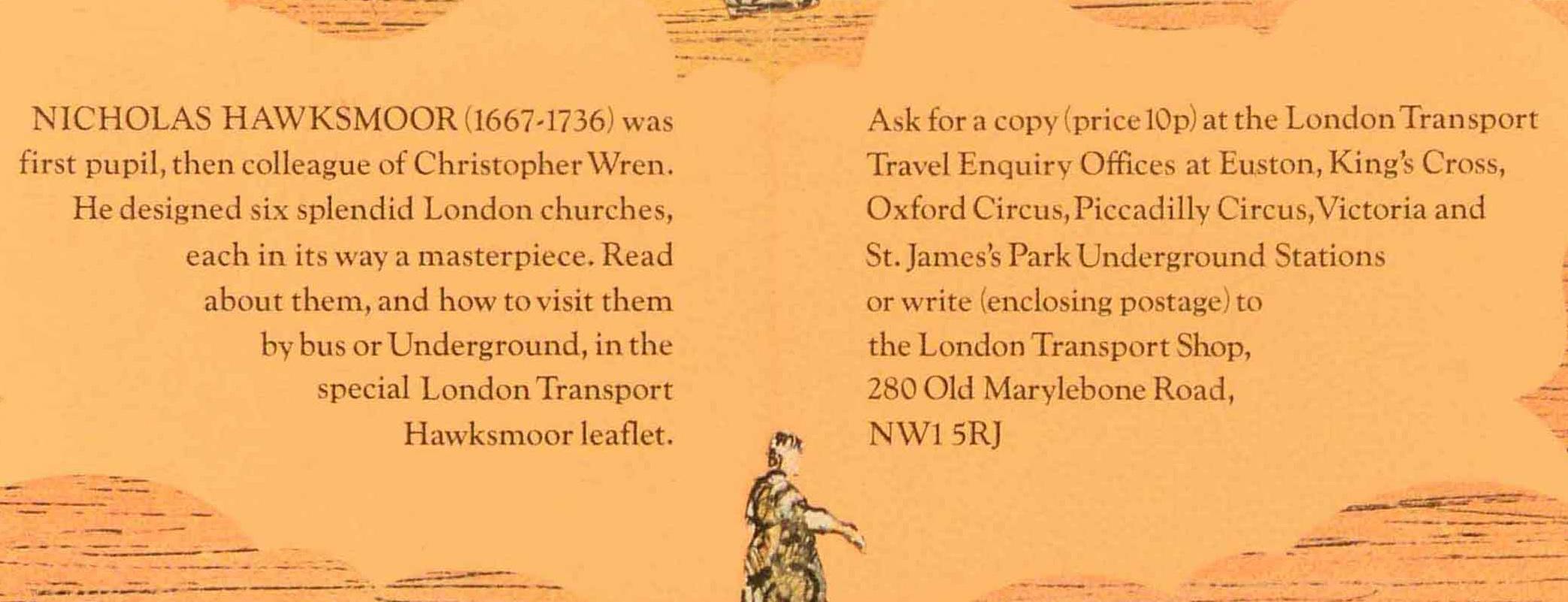 Fine XX secolo Poster di viaggio originale d'epoca St George's Bloomsbury Hawksmoor London Transport in vendita