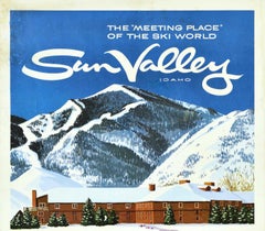Original Vintage Travel Poster Sun Valley Ski World Idaho Union Pacific Railroad
