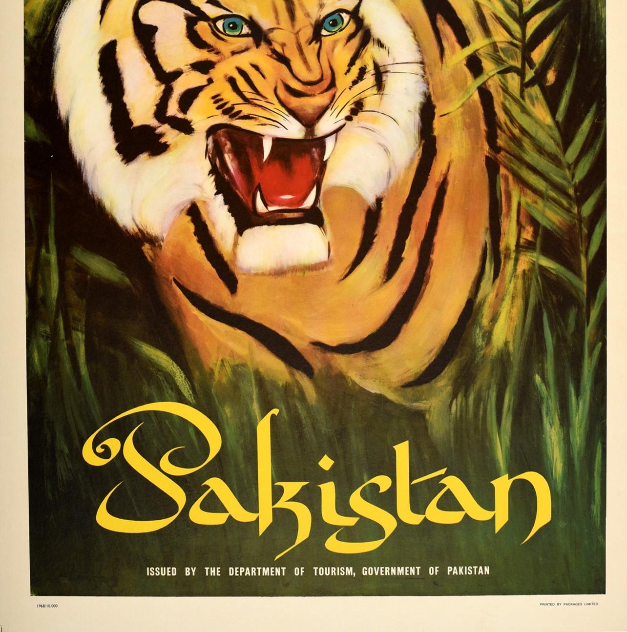 Original Vintage Travel Poster Sunderbans Pakistan Bay Of Bengal Tiger Forest Bon état - En vente à London, GB