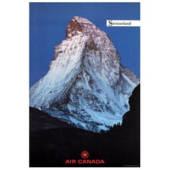 Original Vintage Travel Poster Switzerland Air Canada Zermatt Matterhorn Alps