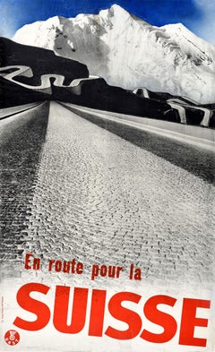Original Vintage Travel Poster Switzerland En Route Pour La Suisse Mountains