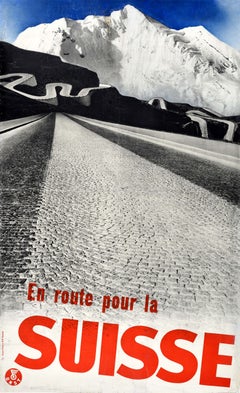 Original Vintage Travel Poster Switzerland En Route Pour La Suisse Mountains