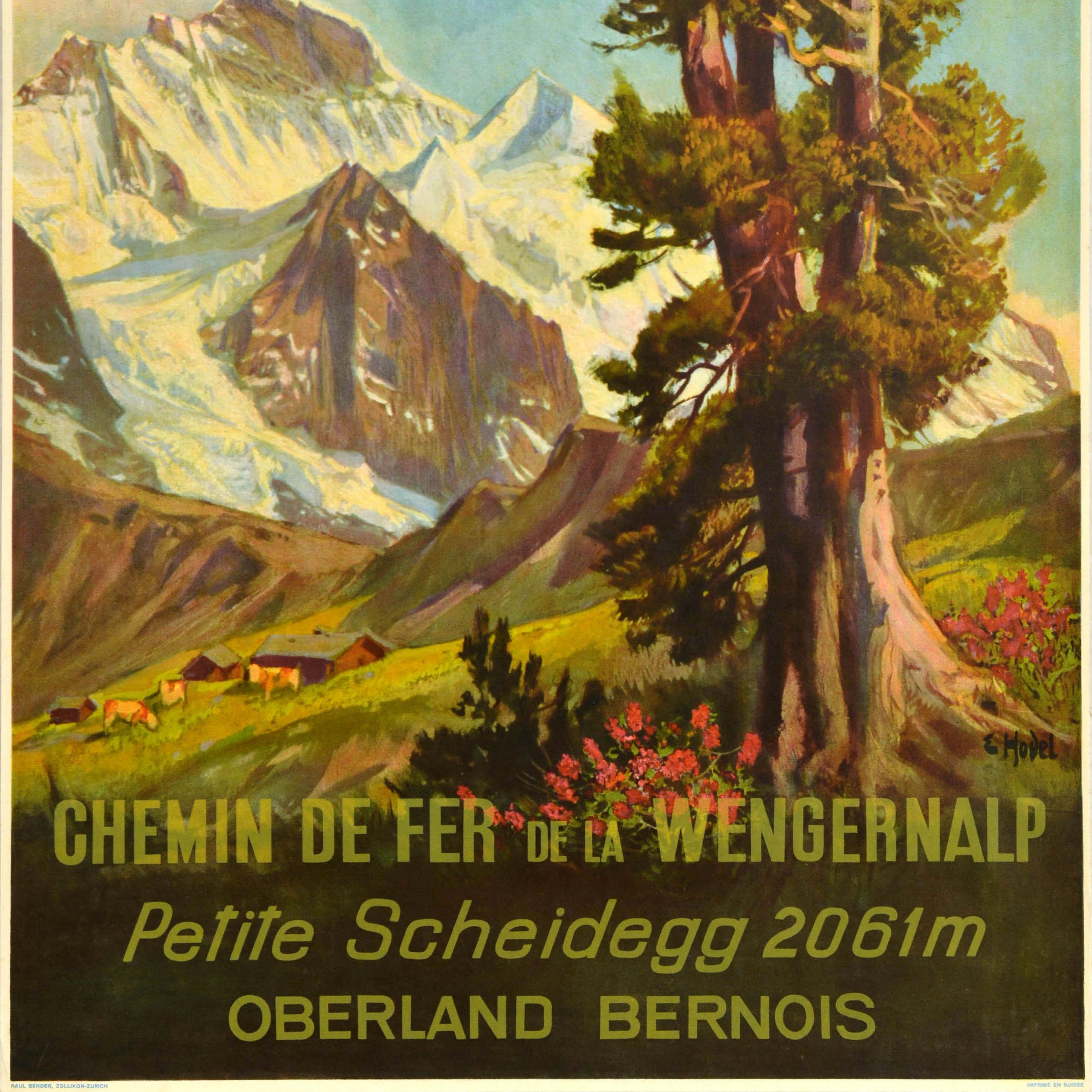 Poster di viaggio originale d'epoca Svizzera Wengernalp Ferrovia Klein Scheidegg In condizioni buone in vendita a London, GB