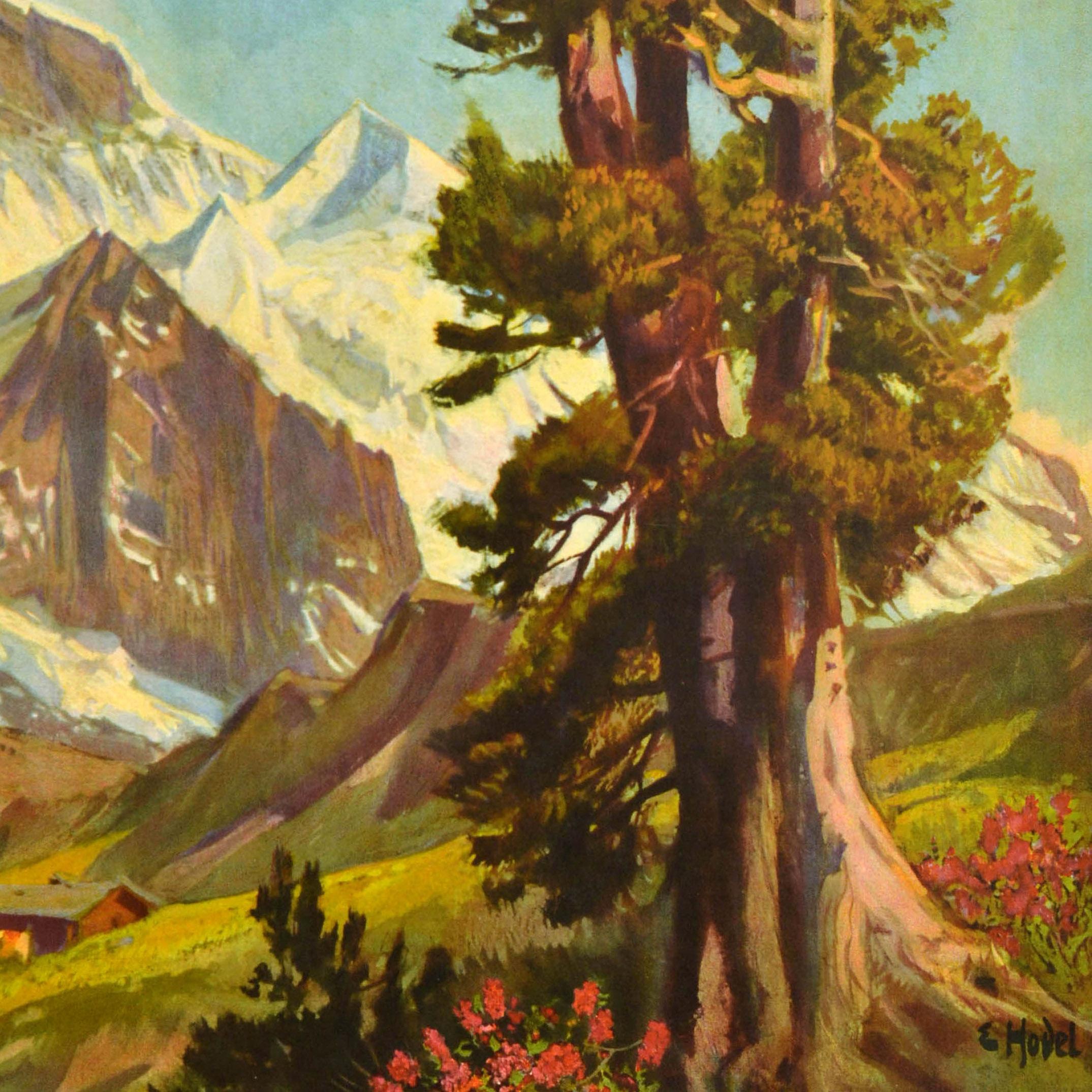 Metà XX secolo Poster di viaggio originale d'epoca Svizzera Wengernalp Ferrovia Klein Scheidegg in vendita