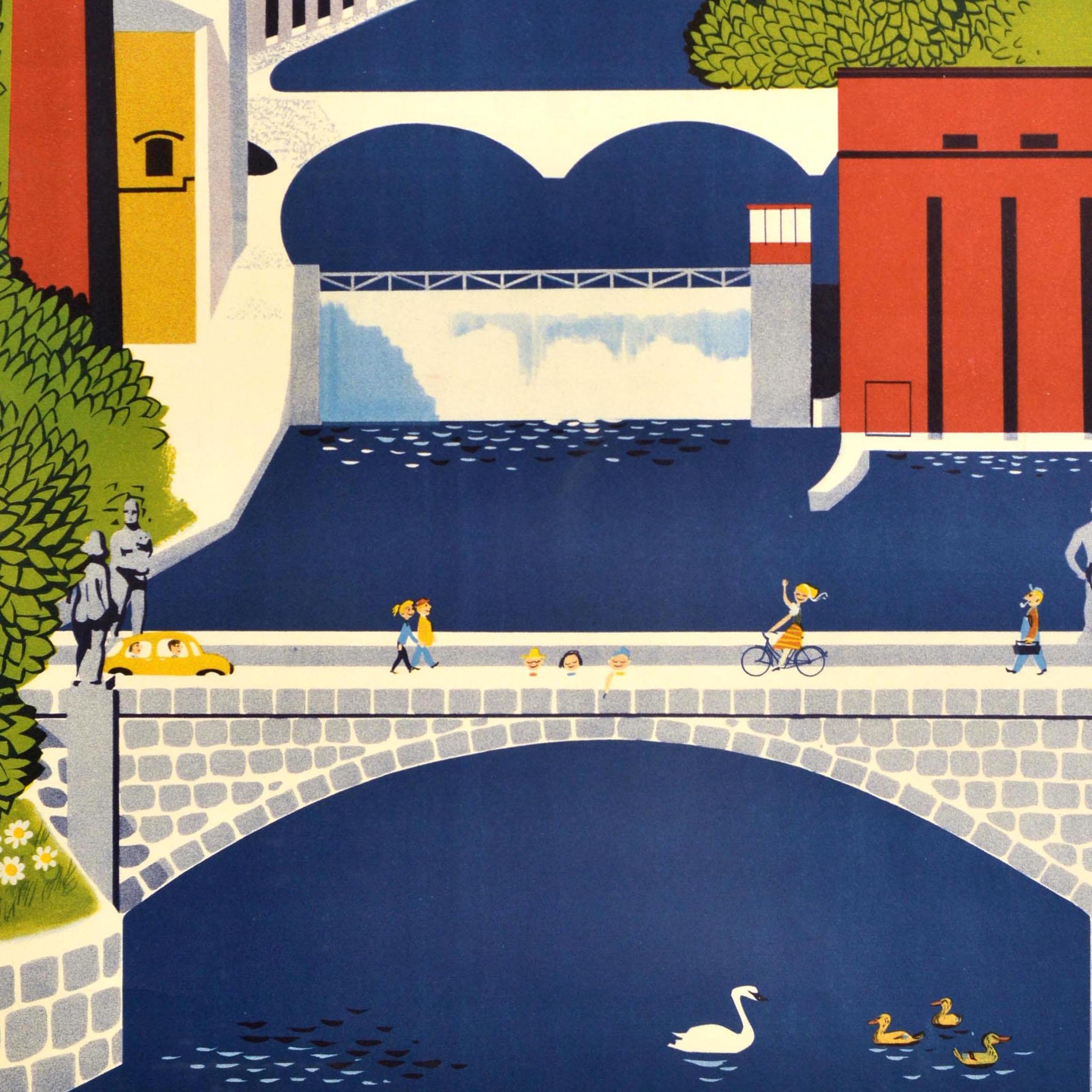 Affiche vintage originale de voyage Tampere Finlande Rolf Christianson Suomi Nordic Bon état - En vente à London, GB