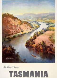 Original Vintage Travel Poster Tasmania River Derwent Australia James Northfield