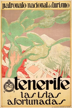 Original Vintage Travel Poster Tenerife Islands Spain Las Islas Afortunadas PNT