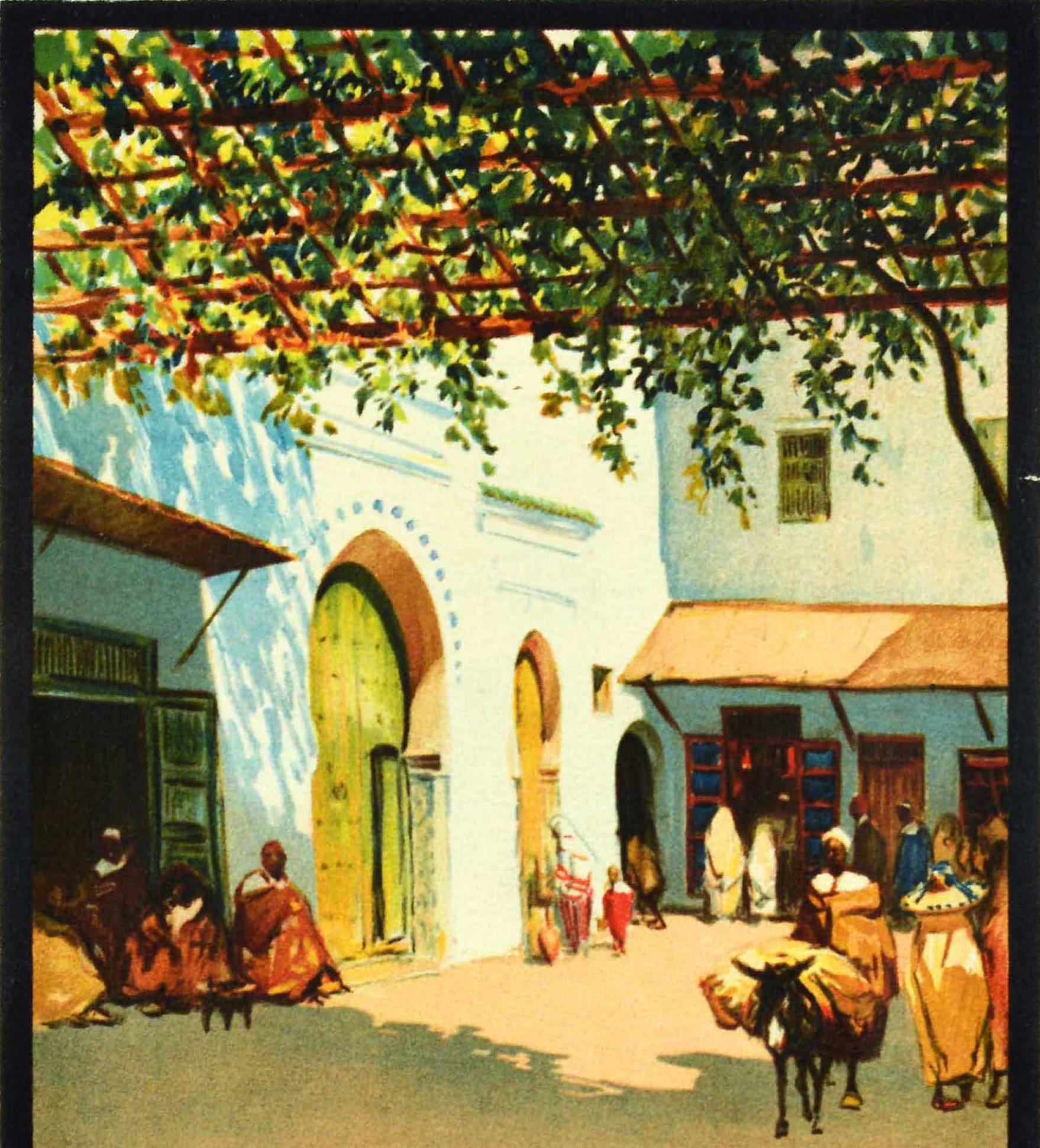 Spanish Original Vintage Travel Poster Tetuan Espanol Africa Morocco Mediterranean Sea