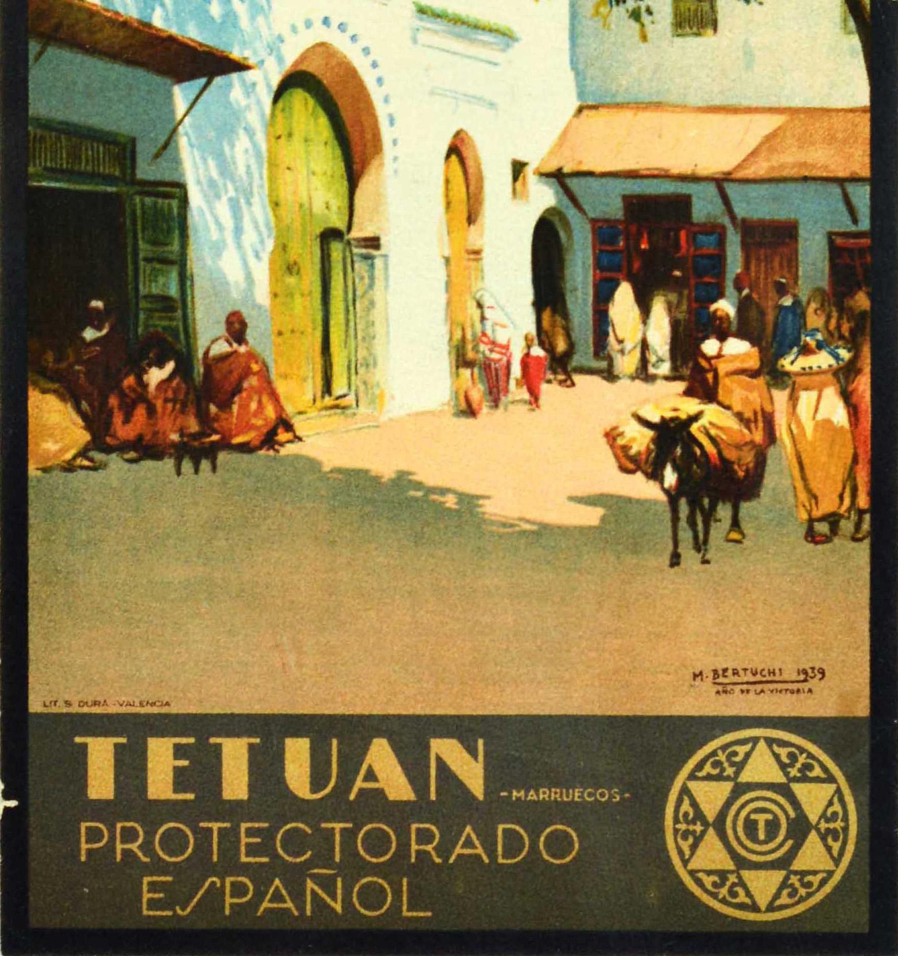 Original Vintage Travel Poster Tetuan Espanol Africa Morocco Mediterranean Sea In Good Condition In London, GB