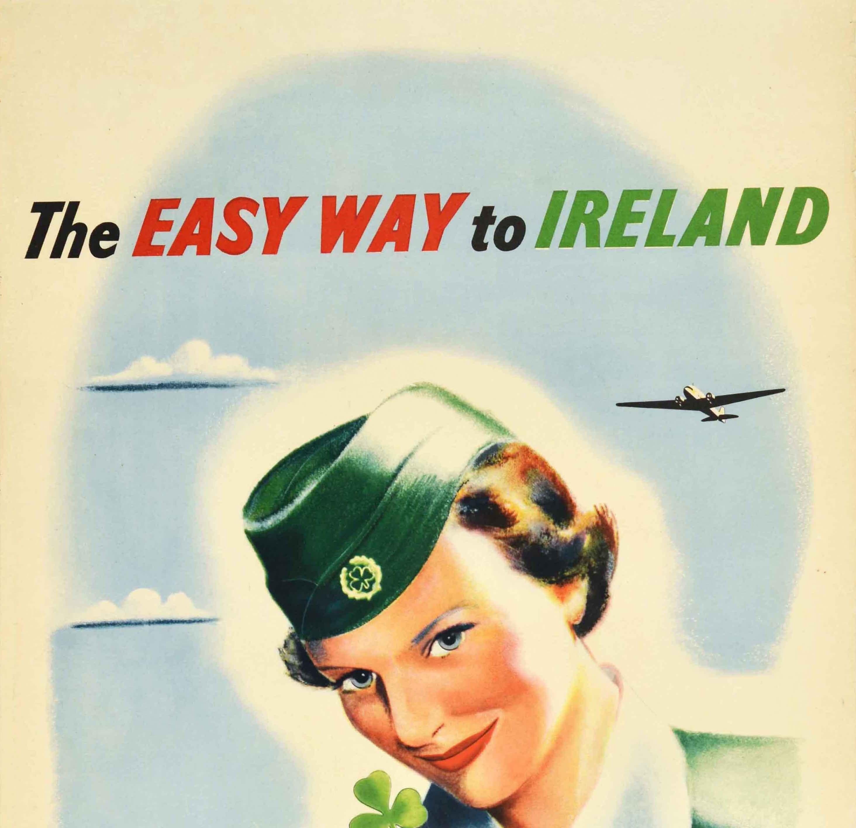 Original Vintage Travel Poster The Easy Way To Ireland Fly Aer Lingus 