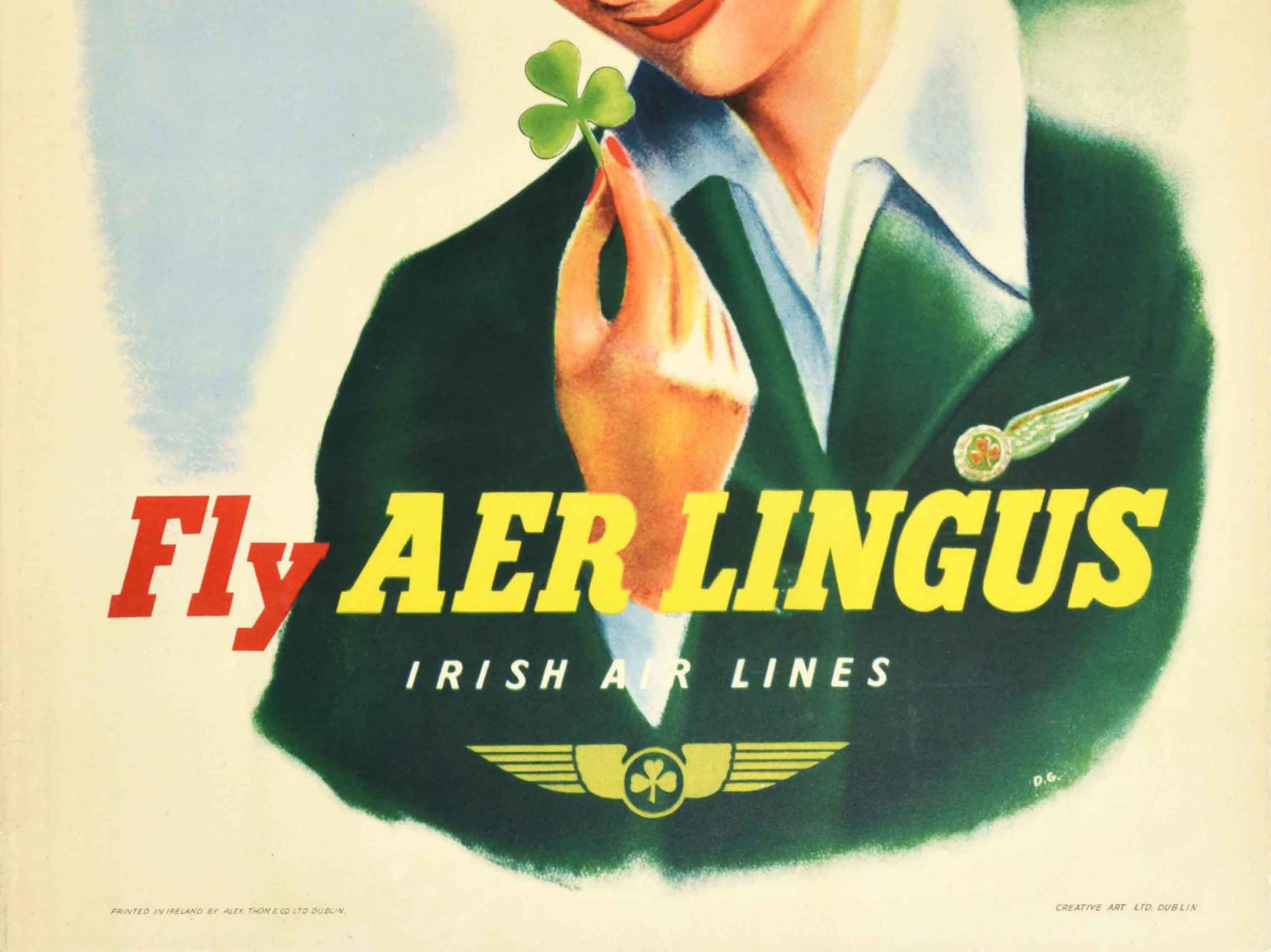 Original Vintage Travel Poster The Easy Way To Ireland Fly Aer Lingus