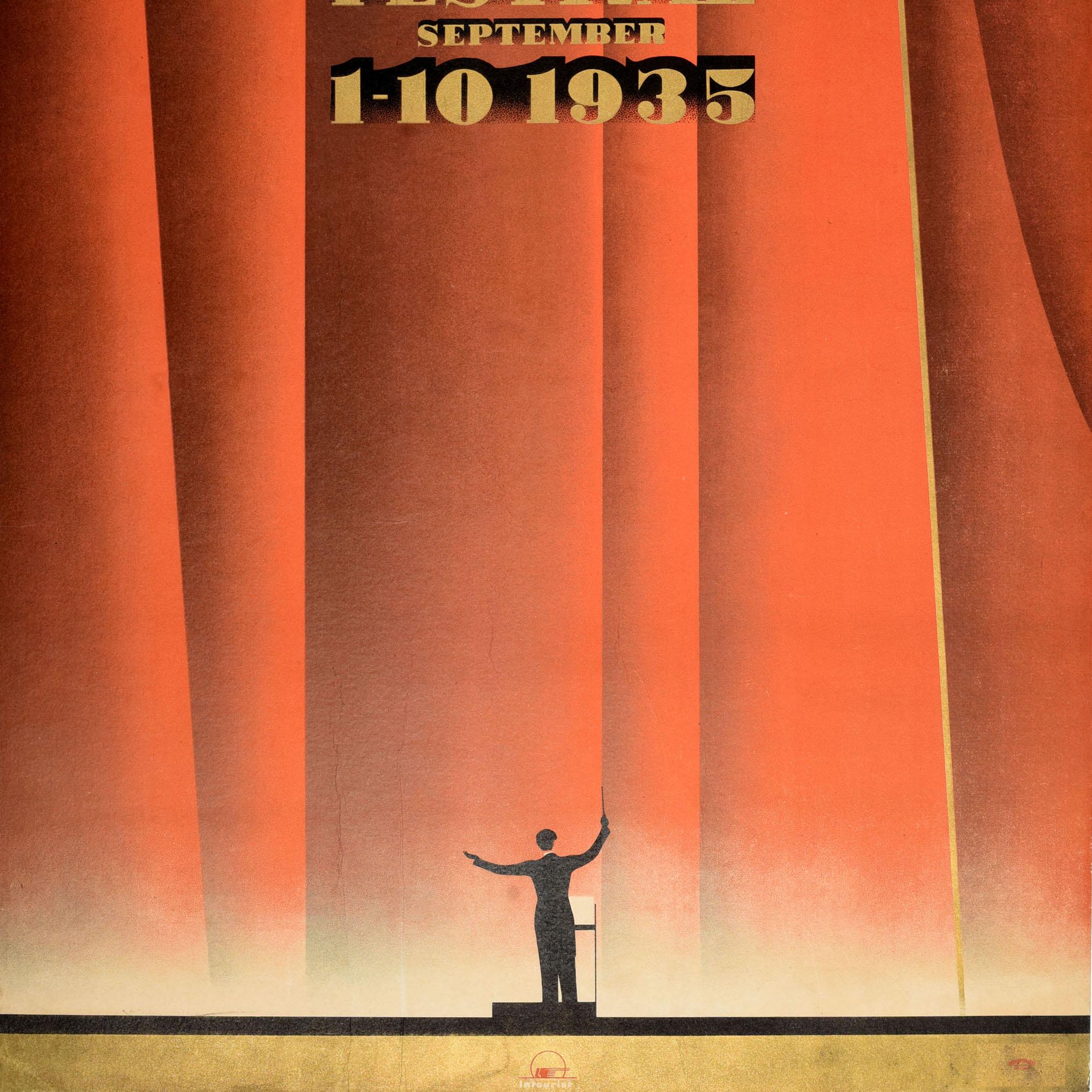 Russo Poster di viaggio originale d'epoca Festival del Teatro di Mosca 1935 Intourist N Zhukov in vendita