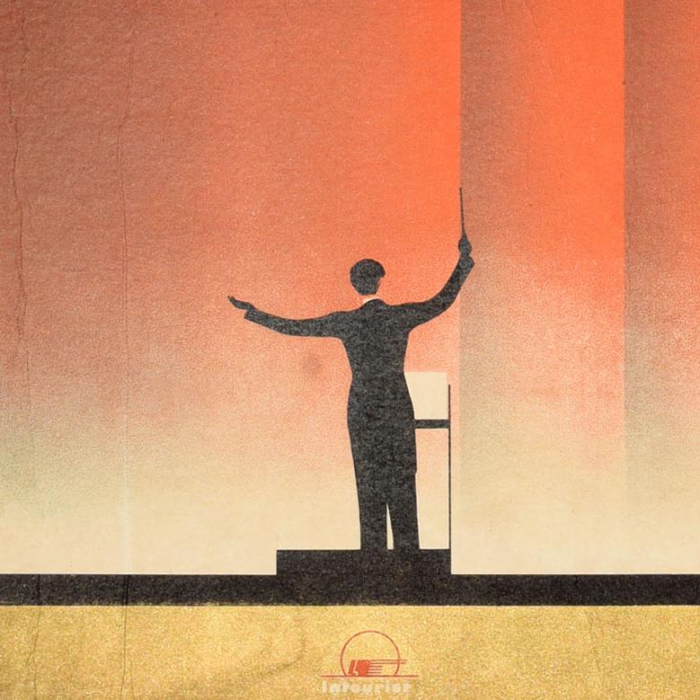 Poster di viaggio originale d'epoca Festival del Teatro di Mosca 1935 Intourist N Zhukov In condizioni buone in vendita a London, GB